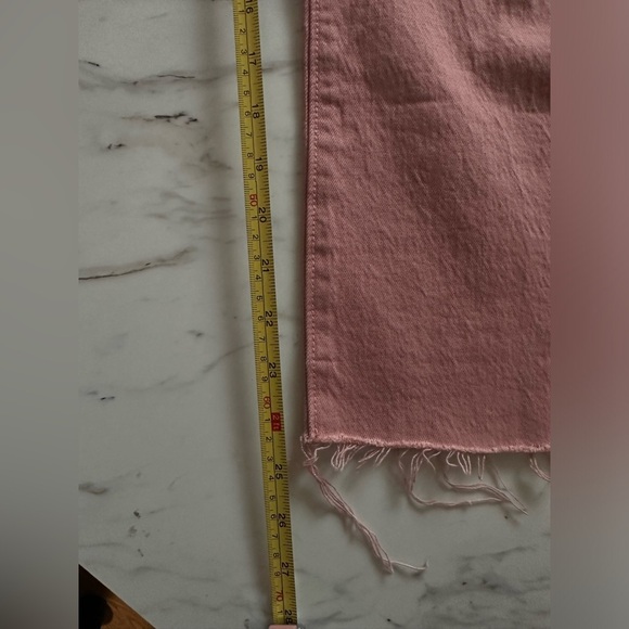 Loft High Waist Straight Crop Pink Denim Jeans Raw Hem Size 12/31 #1376 - Picture 10 of 10